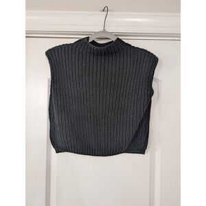 MNG‎ Sleeveless Cropped Sweater women's XS black NWTs ribbed knit 80s mock neck